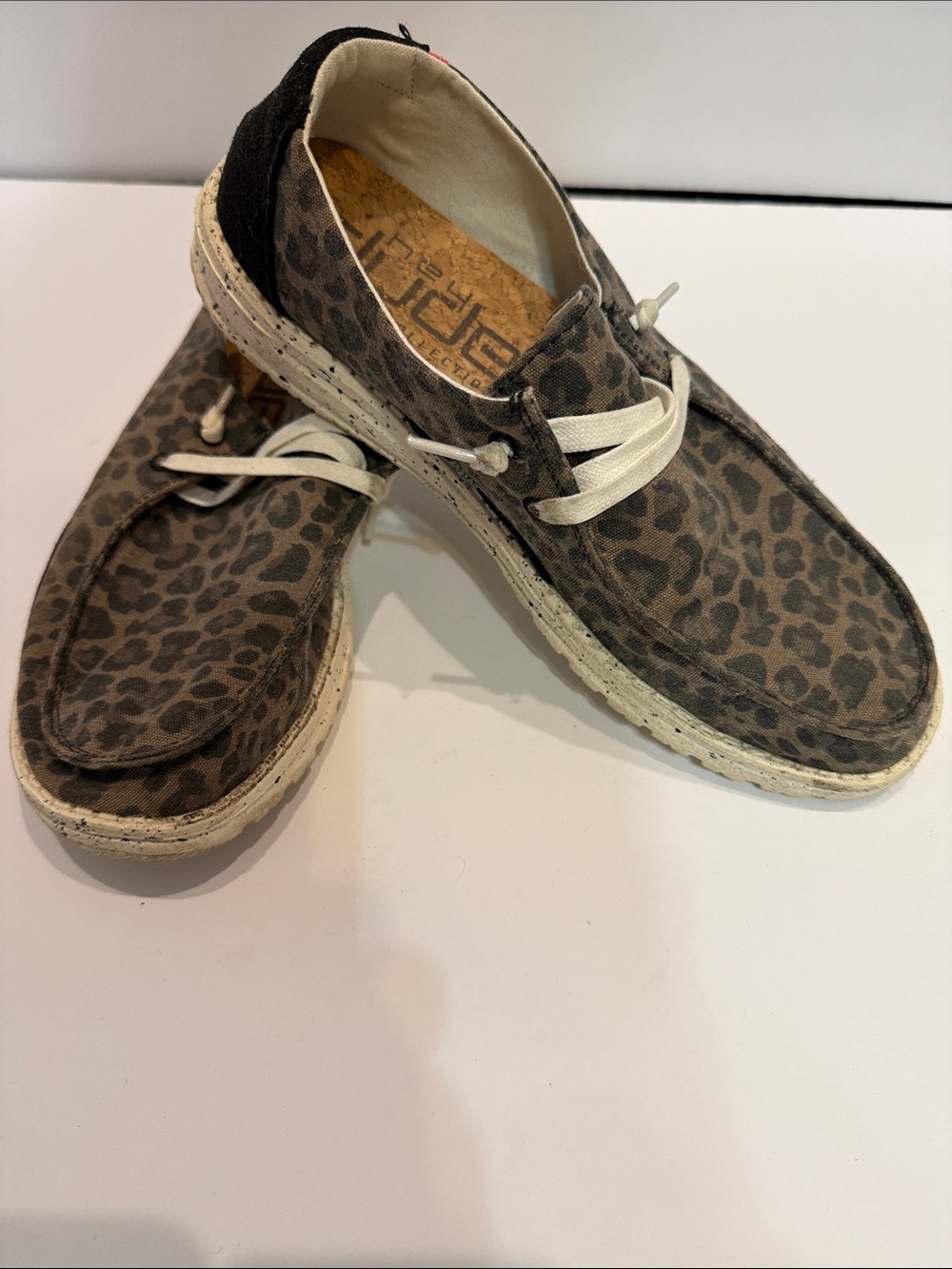 Hey Dude Women's Leopard Print Slip-On Flats - Brown & Cream size 9